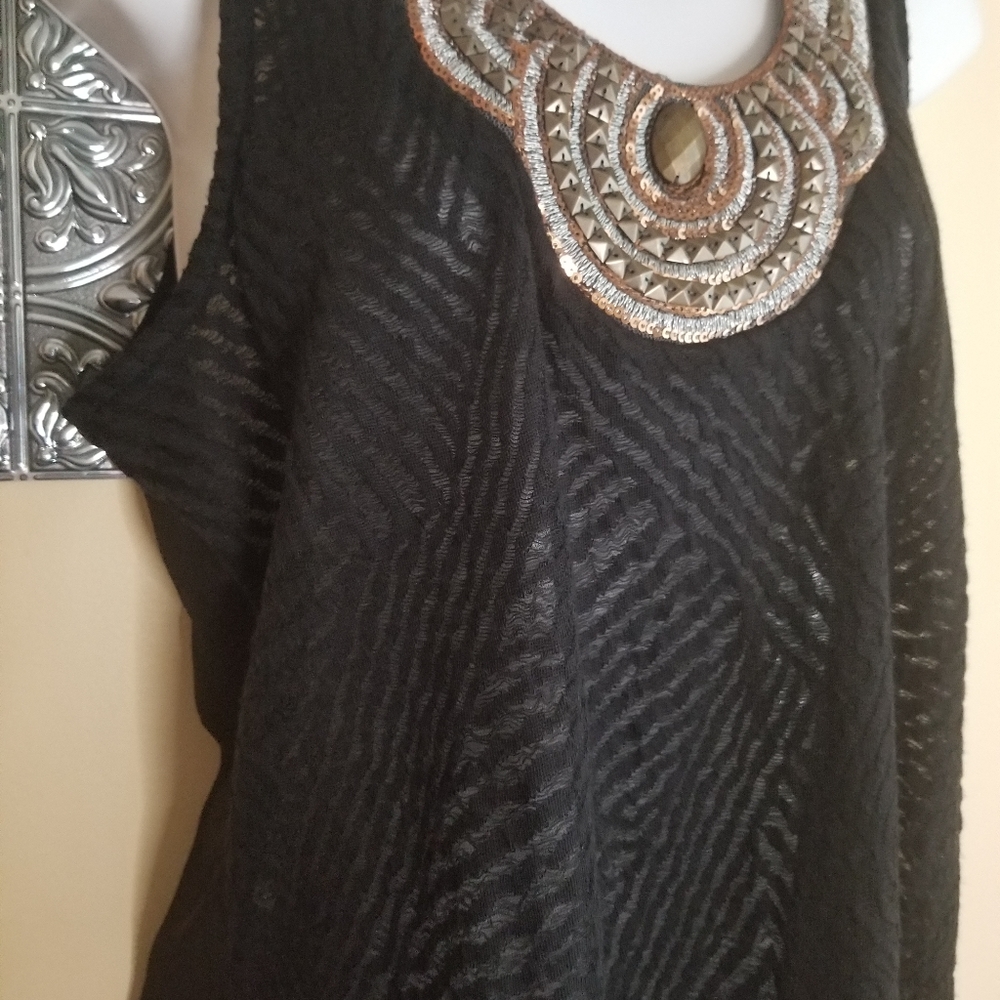 Studio Y Semi Sheer Embellished Tank Size S